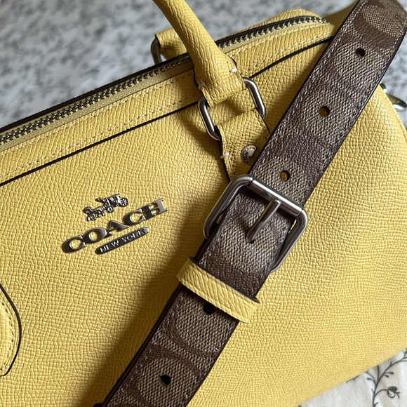 COACH ROWAN SATCHEL BAG WITH SIGNATURE CANVAS STRAP 💛 - Picture 12 of 16